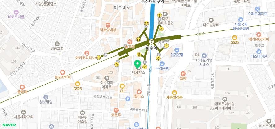 오늘하루치과 이수역점의 위치를 안내하는 지도입니다.